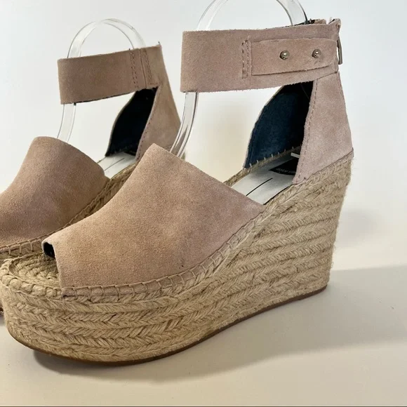NEW Dolce Vita Suede Espadrille Wedges Taupe Grey 8.5 - Picture 13 of 16